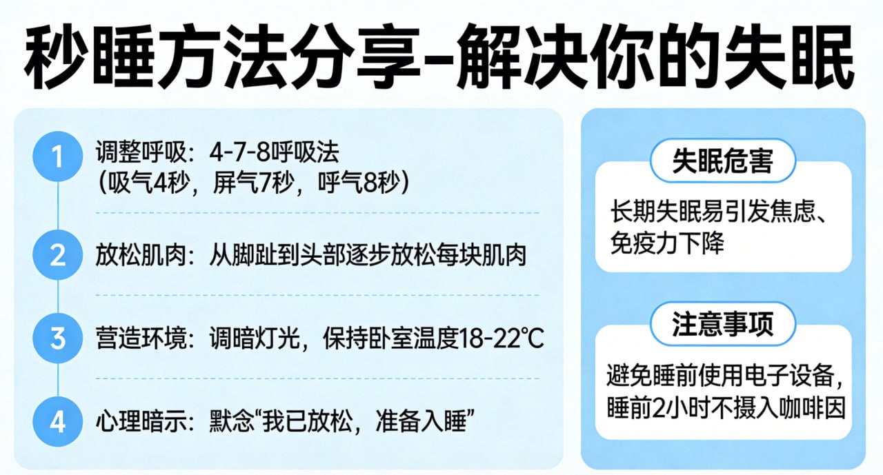 秒睡方法分享-解决你的失眠